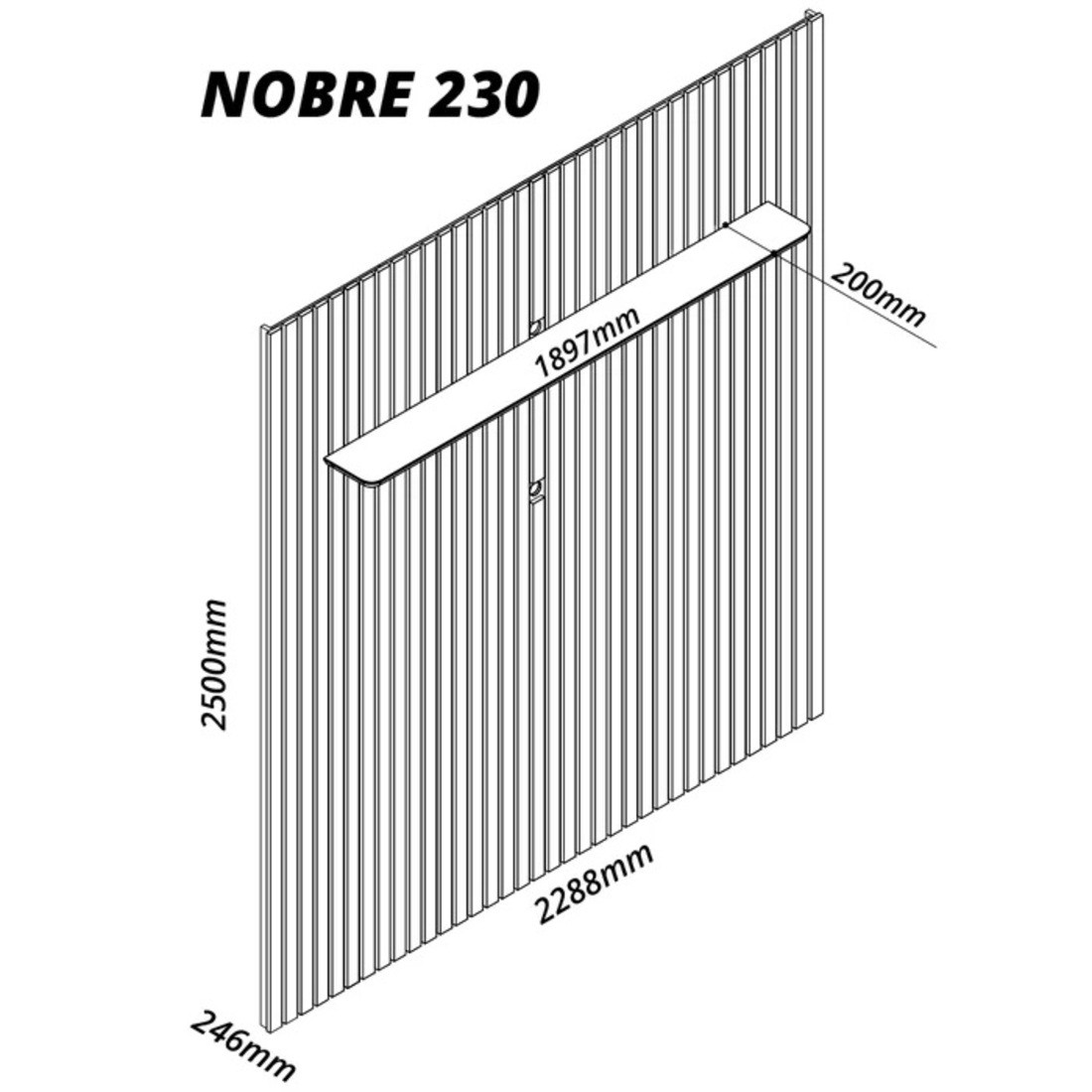 Painel Nobre Ripado 2.30cm Pnl Com Led Cor Rip Naturale Gelius - Naturale