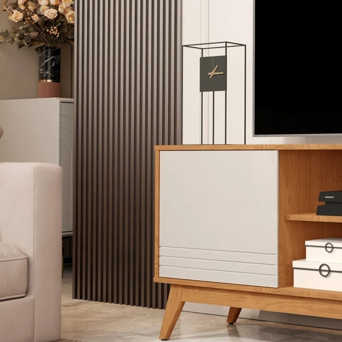 Rack Giga Kairo para TV até 75 Polegadas Wood Nature/Off White Rack Giga Kairo para TV até 75 Polegadas Wood Nature/Off White