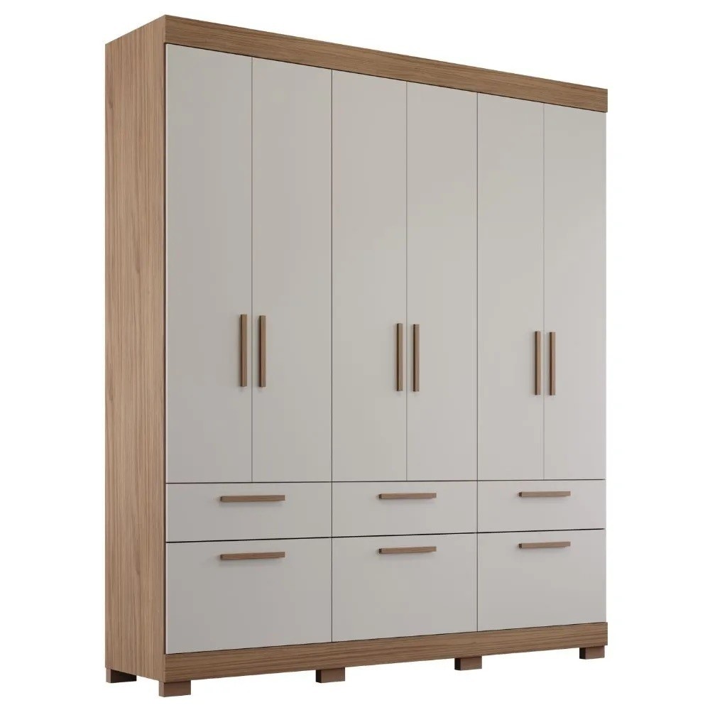 Guarda-Roupa Casal em MDF 6 Portas Panan Porto Avela/Perola Guarda-Roupa Casal em MDF 6 Portas Panan Porto Avela/Perola