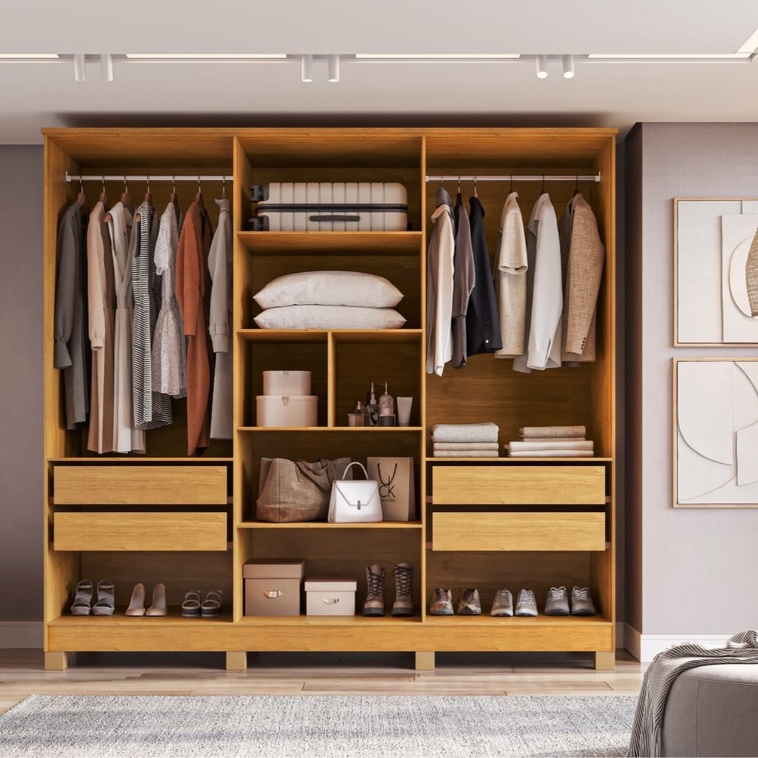 Guarda-roupa Modena 6 Portas 220cm 100% Chf Moveis - Cinamomo/Off White