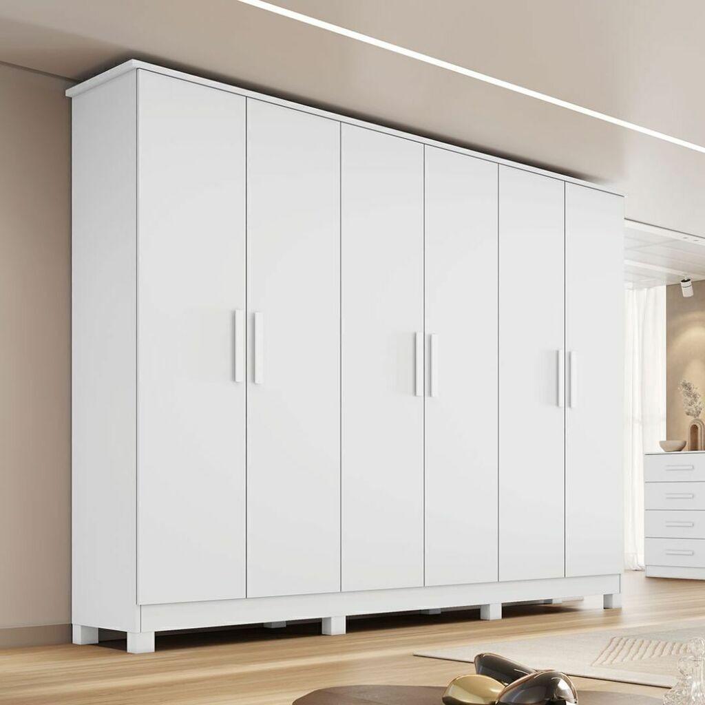 Guarda-Roupa Casal Em MDF 6 Portas Bianchi Nina Branco Guarda-Roupa Casal Em MDF 6 Portas Bianchi Nina Branco
