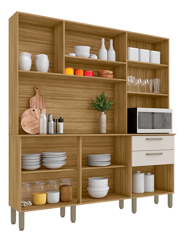 Armário de Cozinha Kit 6 Portas 2 Gavetas Ferrara Kits Paraná Freijo/Soft