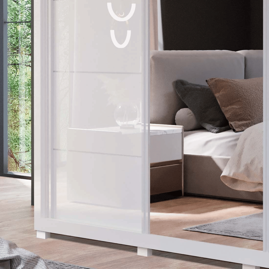 Guarda-Roupa Big 2.7 Anna Euro 100% MDF, com Espelho, 3 portas de correr, Branco - Bom Pastor