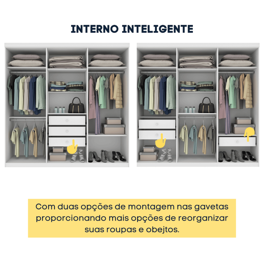 Guarda-Roupa Casal 6 Portas Olimpo Branco -  Tcil Móveis  Guarda-Roupa Casal 6 Portas Olimpo Branco -  Tcil Móveis