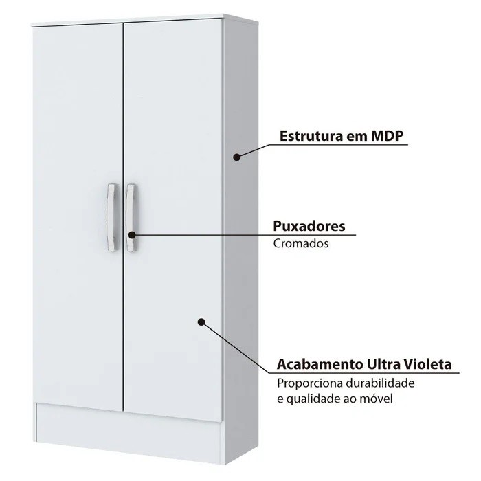 Armário Multiuso Henn Briz B14 - 2 Portas - Branco Armário Multiuso Henn Briz B14 - 2 Portas - Branco