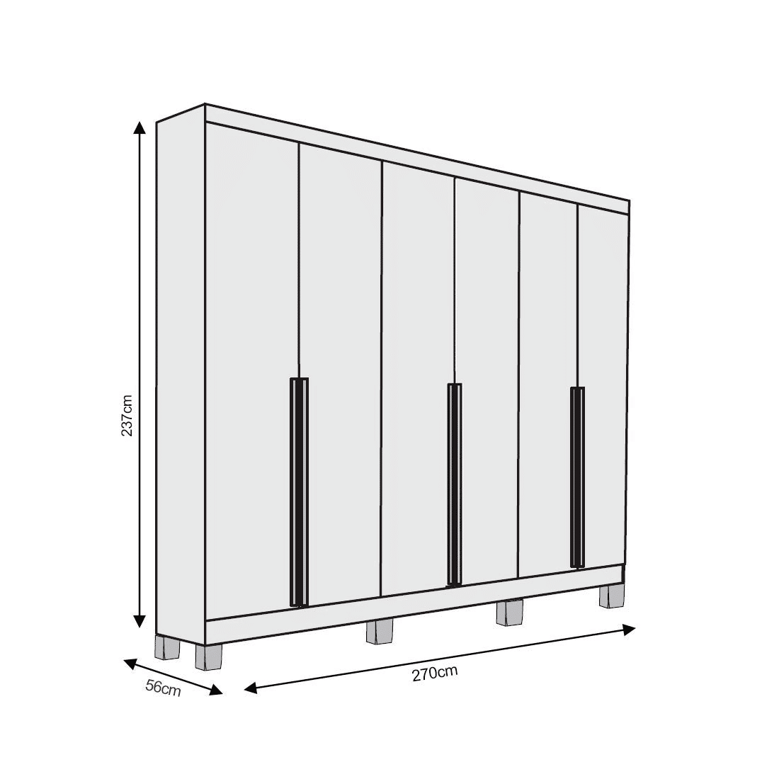 Guarda Roupa Casal Master 270 6 Portas, 100% MDF cor Nature/Off White - Bianchi Guarda Roupa Casal Master 270 6 Portas, 100% MDF cor Nature/Off White - Bianchi