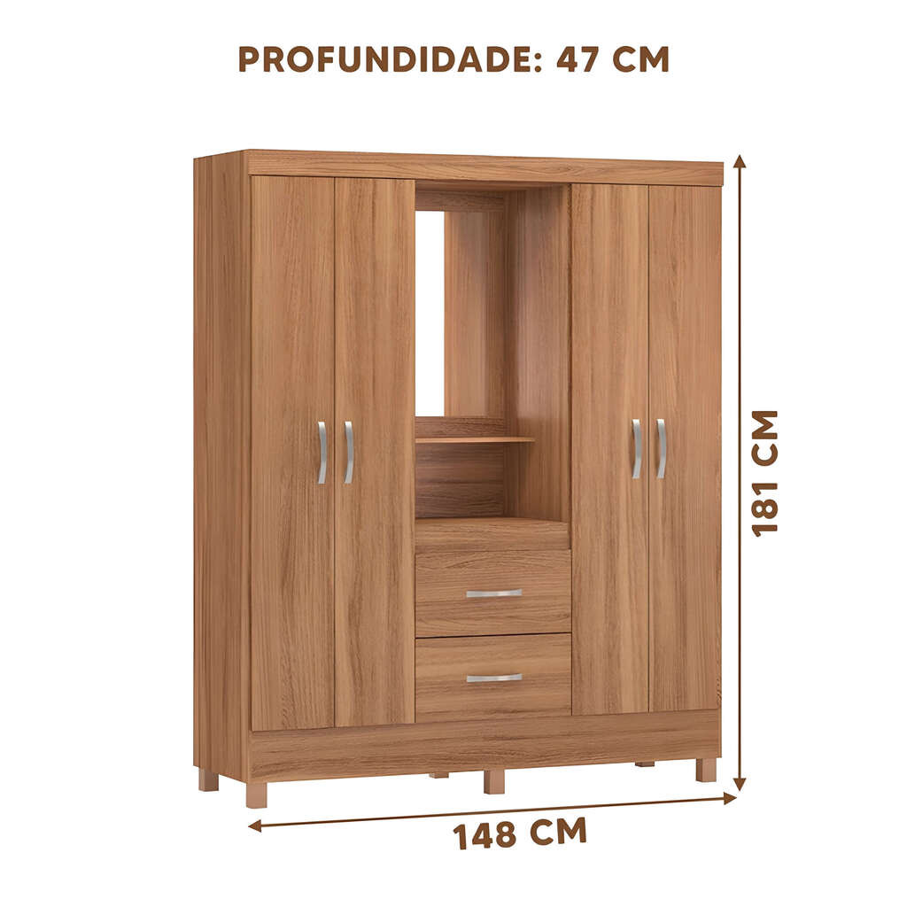 Guarda-Roupa Solteiro Com Espelho Capelinha Lord Amendola - Demobile Guarda-Roupa Solteiro Com Espelho Capelinha Lord Amendola - Demobile