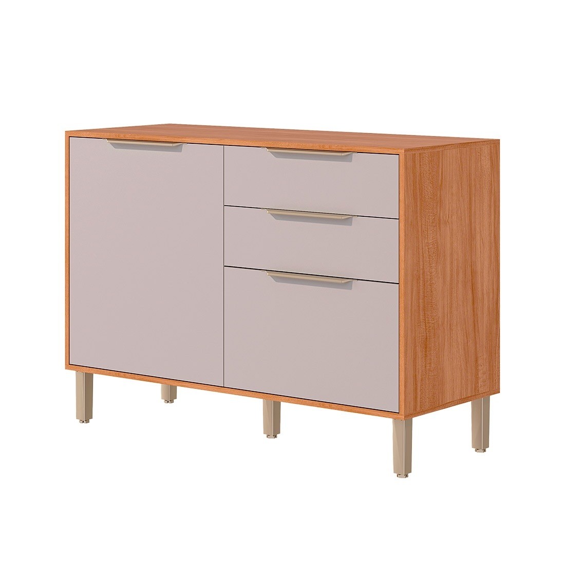 Cozinha Completa Esplêndida Cristal 5 Módulos 270cm 100% MDF MGM Móveis - Cinamomo/Of White