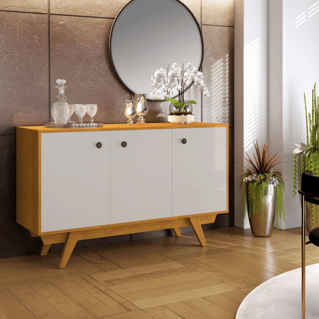 Buffet Aparador 3 Portas Harmonia Cinamomo/Off White - JCM Buffet Aparador 3 Portas Harmonia Cinamomo/Off White - JCM