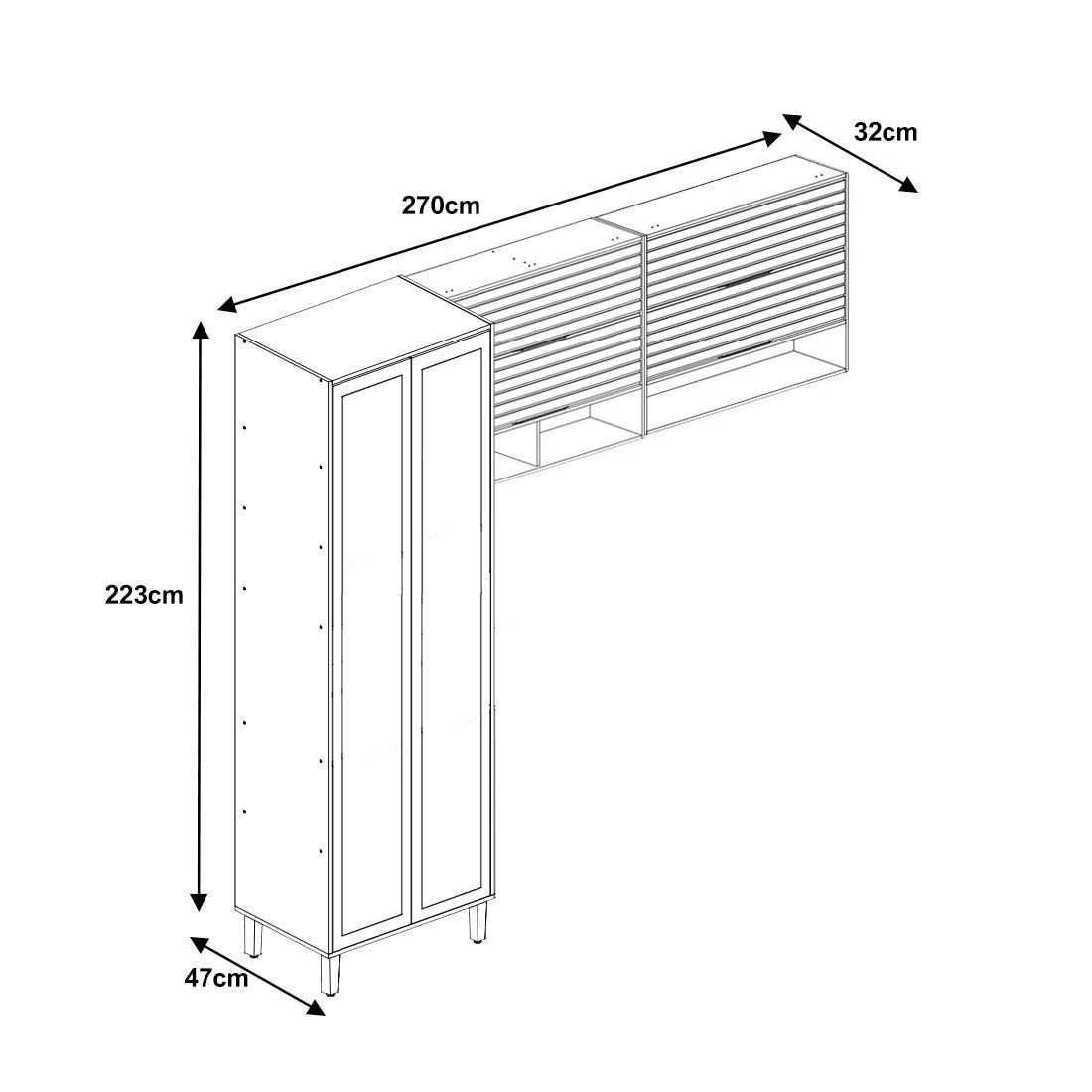 Cozinha Esplêndida 3 Módulos 100% MDF Cristaleira Reflecta com LED - Cinamomo/Of White Cozinha Esplêndida 3 Módulos 100% MDF Cristaleira Reflecta com LED - Cinamomo/Of White