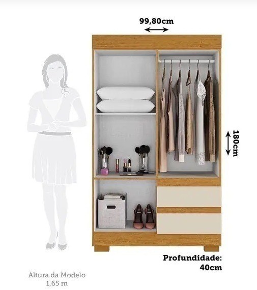 Guarda-Roupa Maya 4 Portas Cinamomo/Off White - Acp Móveis Guarda-Roupa Maya 4 Portas Cinamomo/Off White - Acp Móveis