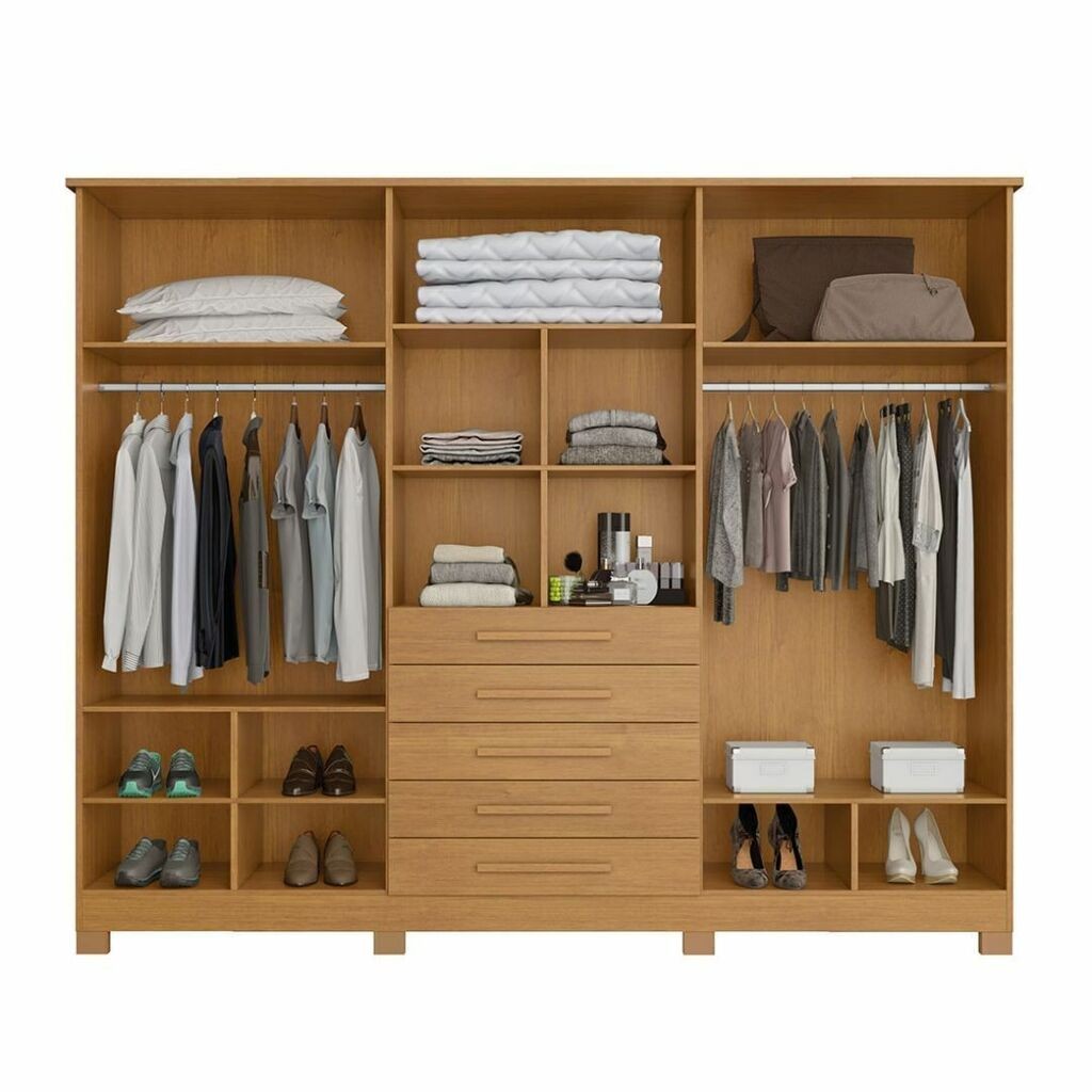 Guarda-Roupa Casal Com Espelho 6 Portas em MDF Bianchi Clara Nature Guarda-Roupa Casal Com Espelho 6 Portas em MDF Bianchi Clara Nature