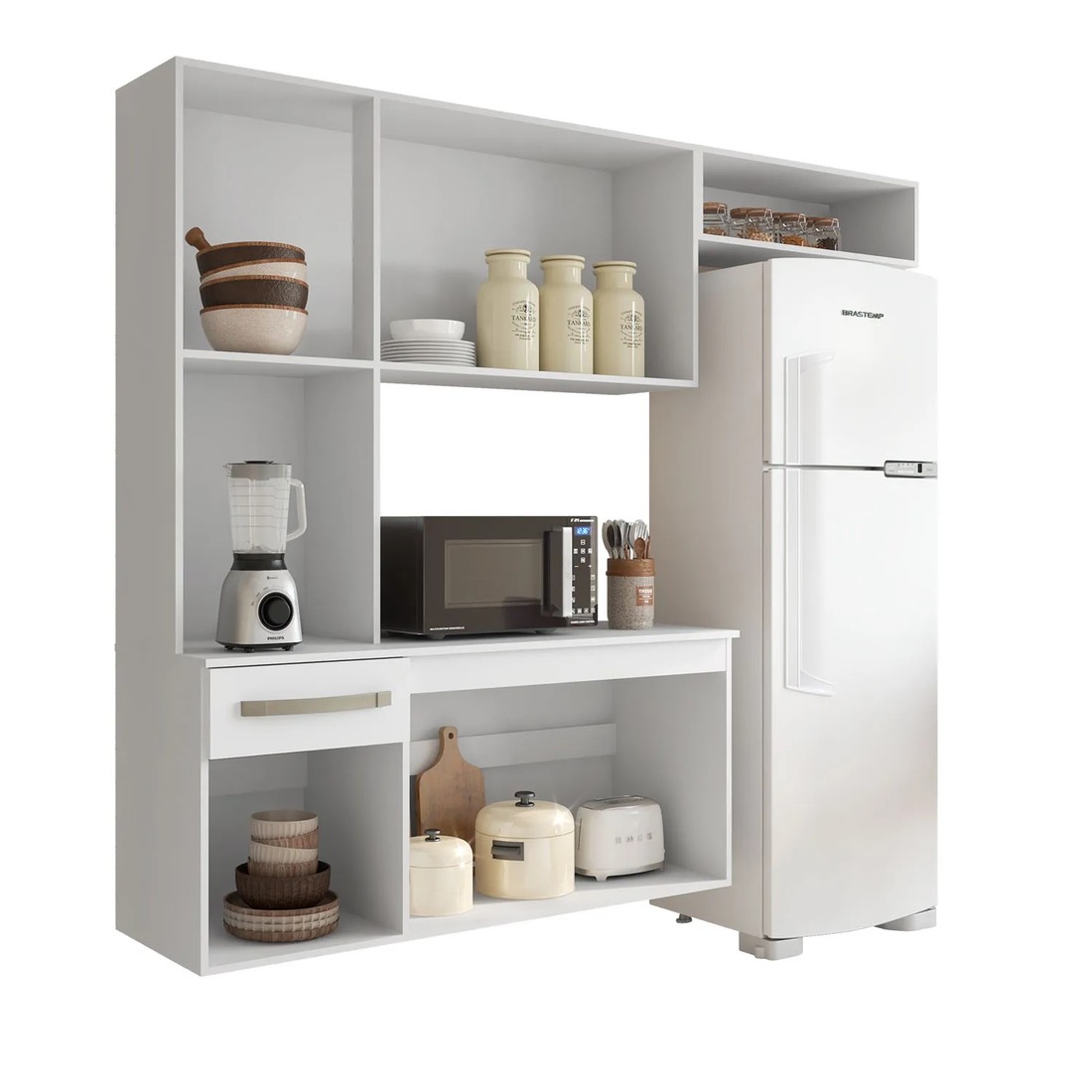 Cozinha Compacta Suspensa Completa Belíssima Branco - Fiorello Cozinha Compacta Suspensa Completa Belíssima Branco - Fiorello