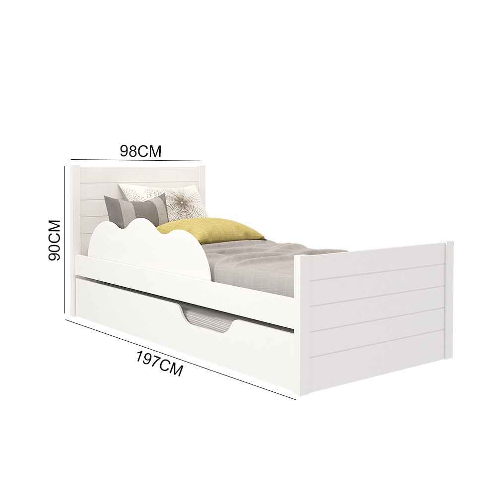 Cama Bibox Solteiro em MDF com Protetor Lateral Elza Cimol Branco Cama Bibox Solteiro em MDF com Protetor Lateral Elza Cimol Branco