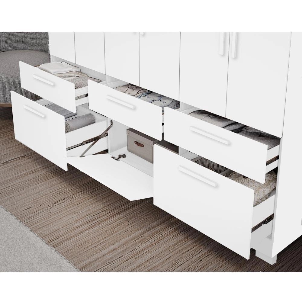 Guarda-Roupa Casal em MDF 6 Portas Panan Porto Branco Guarda-Roupa Casal em MDF 6 Portas Panan Porto Branco