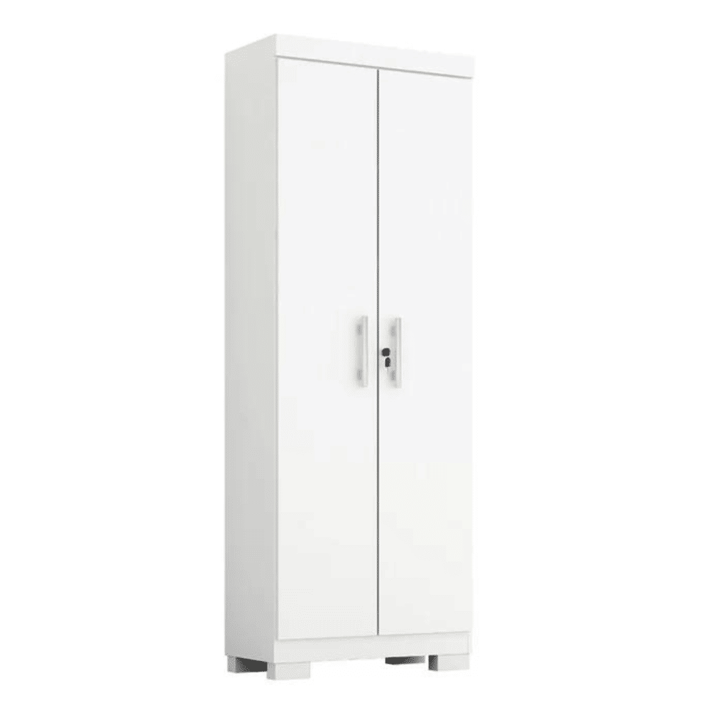 Armário Multiuso 2 Portas 100% MDF com Chave e Pés Branco iris - ACP Móveis Armário Multiuso 2 Portas 100% MDF com Chave e Pés Branco iris - ACP Móveis
