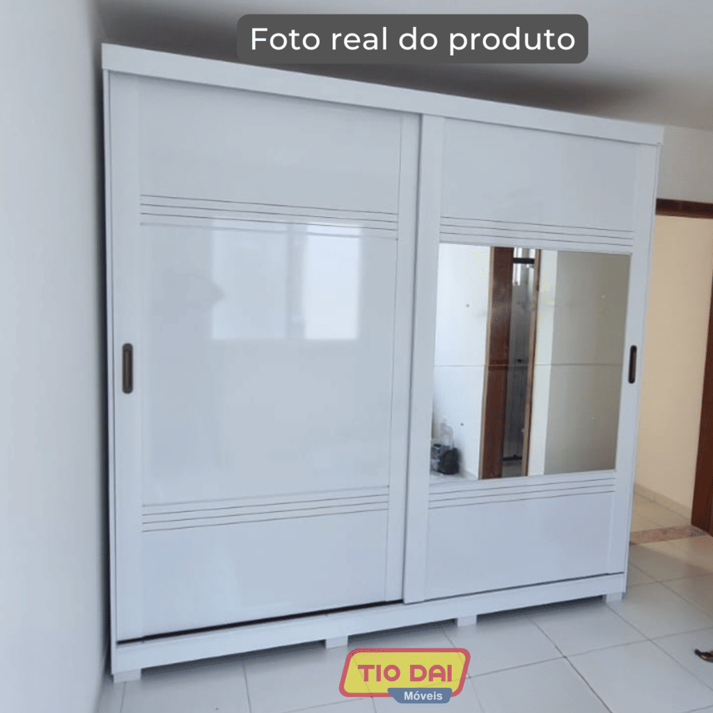 Guarda-Roupa Casal Com Espelho 2 Portas de Correr em MDF Panan Móveis Blumenau Branco Guarda-Roupa Casal Com Espelho 2 Portas de Correr em MDF Panan Móveis Blumenau Branco