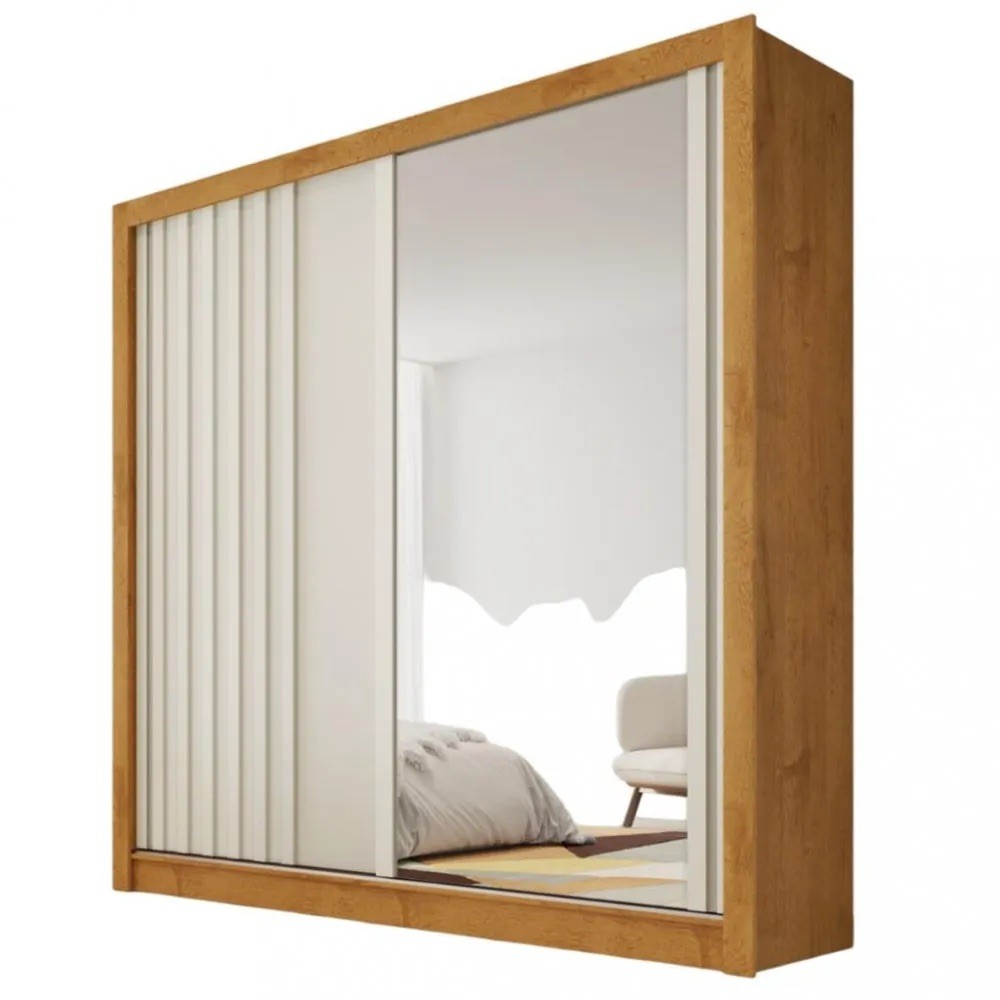 Guarda-roupa 2 Portas 4 Gavetas Lugano 180cm Europa 100% MDF - Peroba/Off White