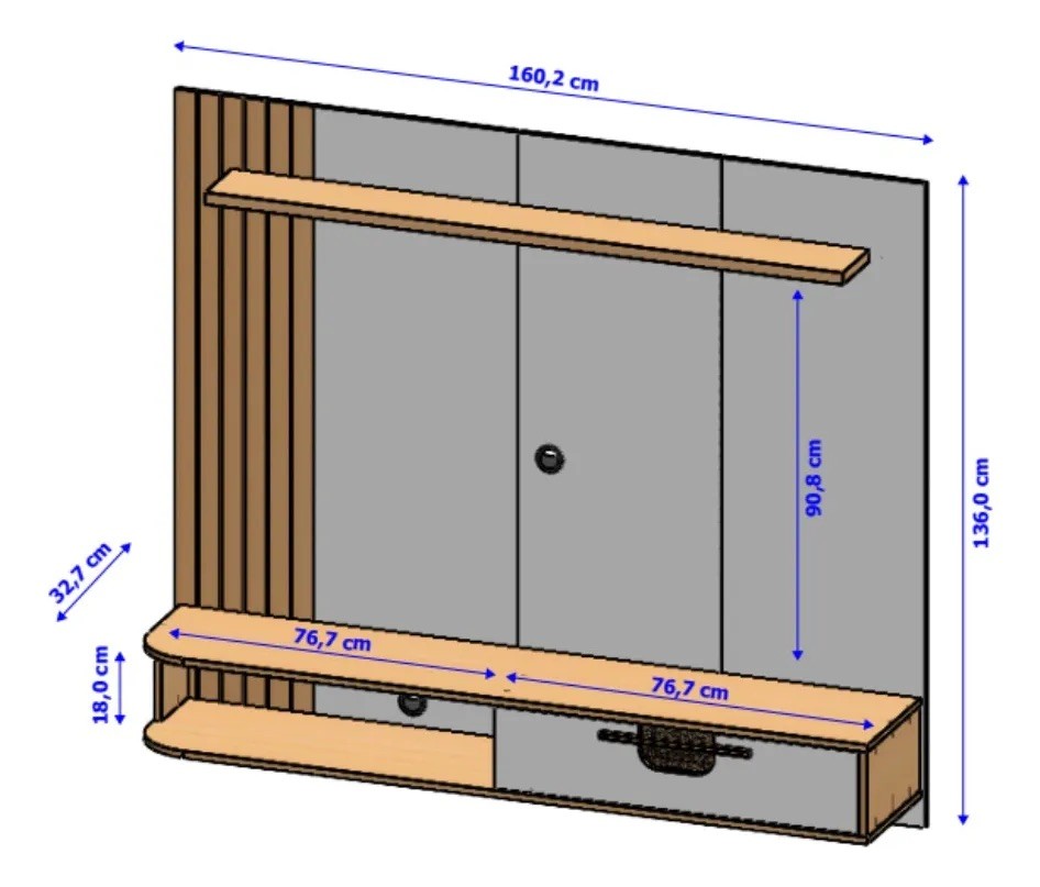 Painel para Tv até 65 Polegadas Jeri 1 Porta Naturalle/off White - Móveis Bechara