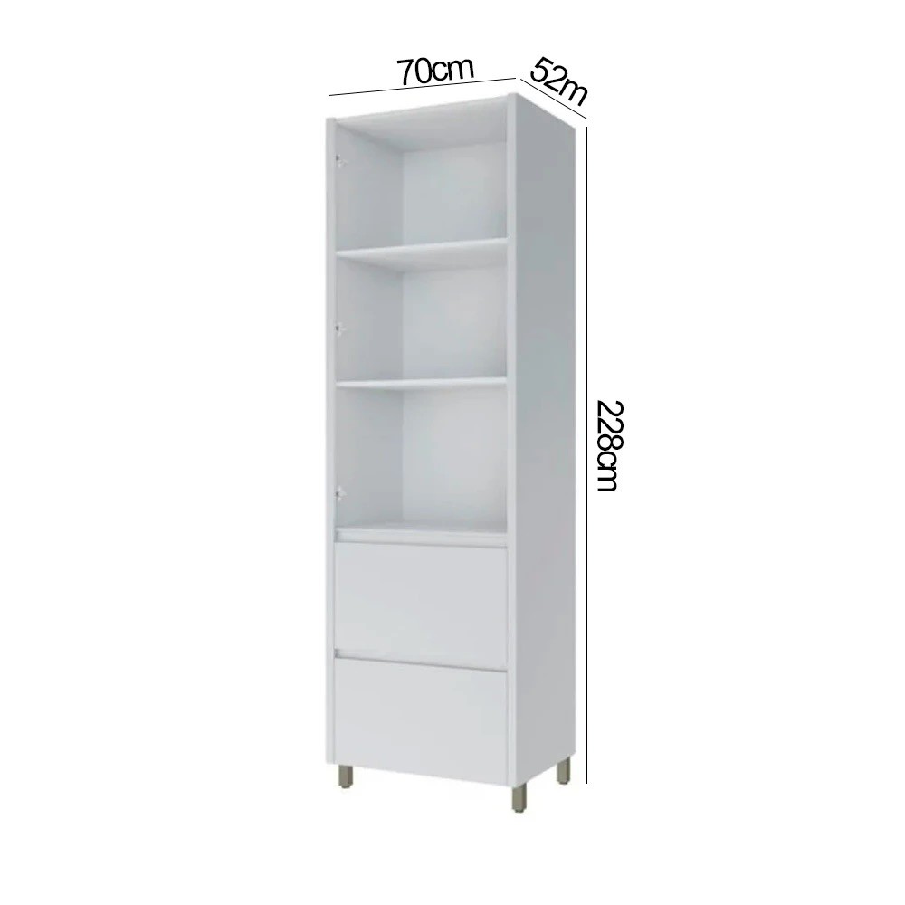 Paneleiro Nesher 2 Portas 2 Gavetas Rainha 70cm - Branco