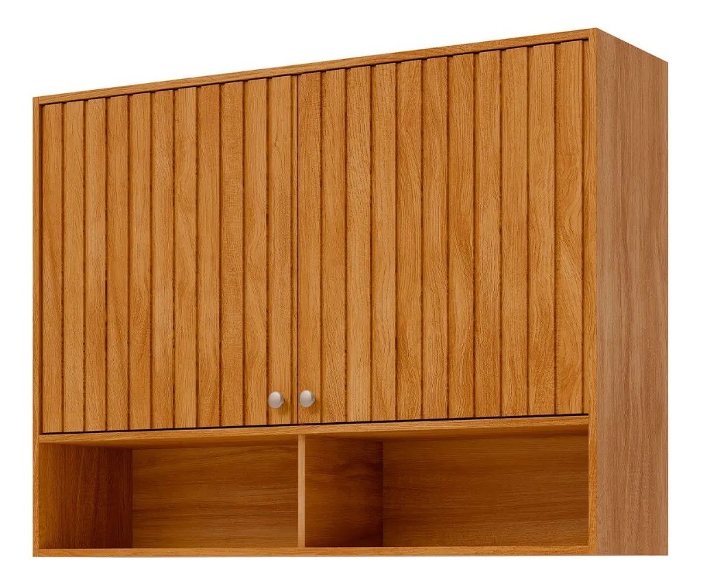 Armário de Cozinha de Parede em MDF com 2 Portas e Nichos 120cm MGM Divina Cinamomo