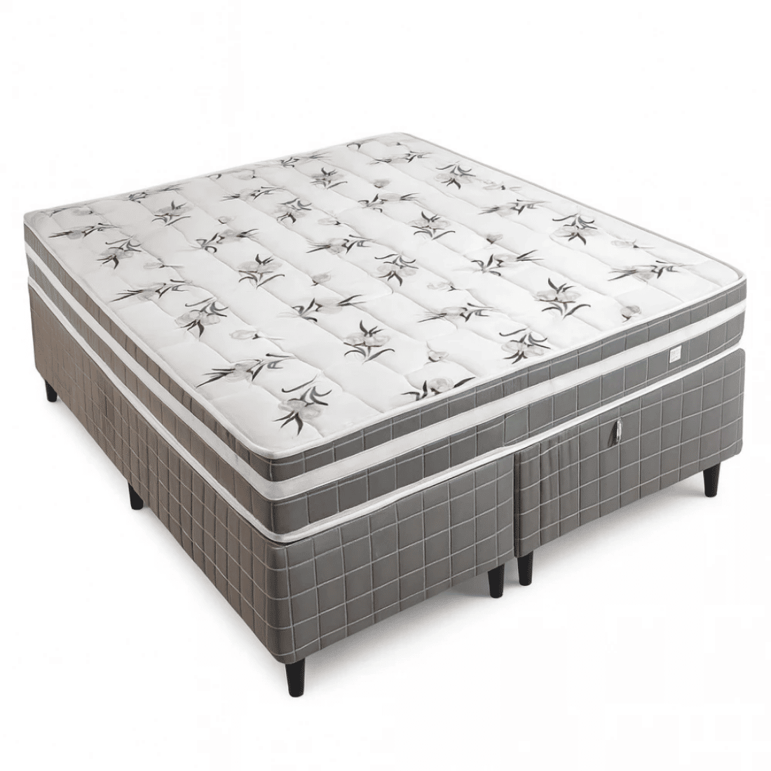 Conjunto Box Viena Queen Base + Colchão Molas Ensacadas 198x158x52 Conjunto Box Viena Queen Base + Colchão Molas Ensacadas 198x158x52