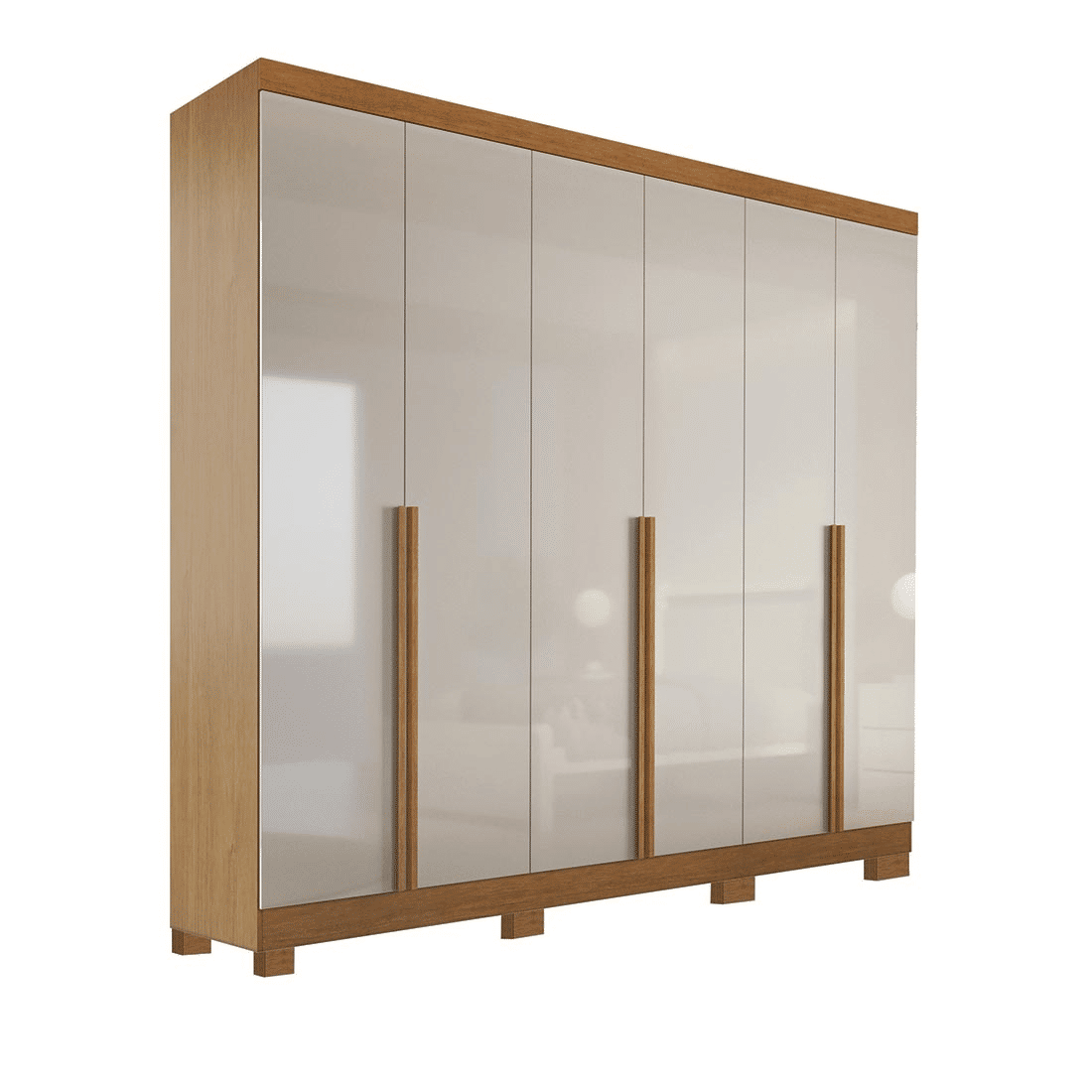 Guarda Roupa Casal Master 270 6 Portas, 100% MDF cor Nature/Off White - Bianchi Guarda Roupa Casal Master 270 6 Portas, 100% MDF cor Nature/Off White - Bianchi