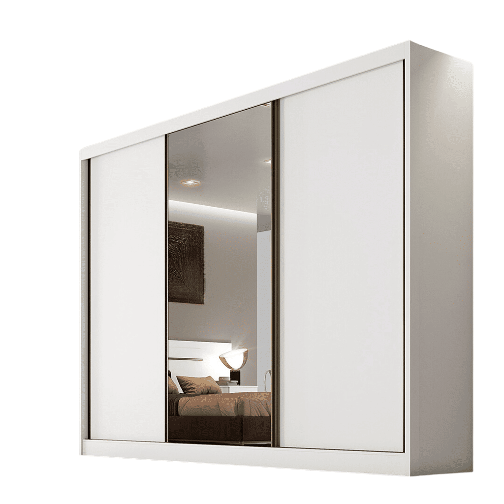 Guarda Roupa Casal com Espelho 3 Portas 6 Gavetas 100% MDF - Sollo-Branco - Novo Horizonte