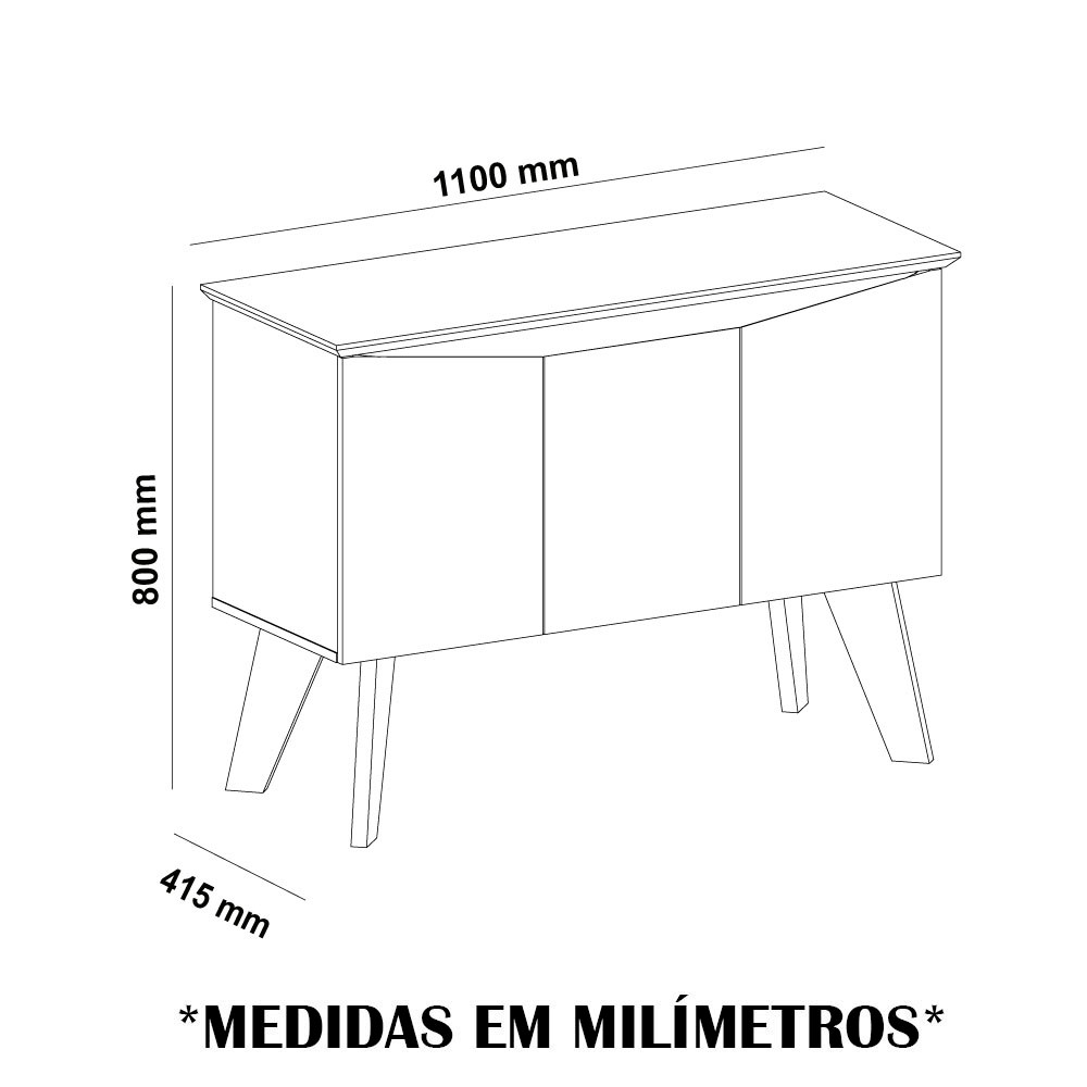 Buffet para Sala 3 Portas Artely Oasis Pinho/Off White