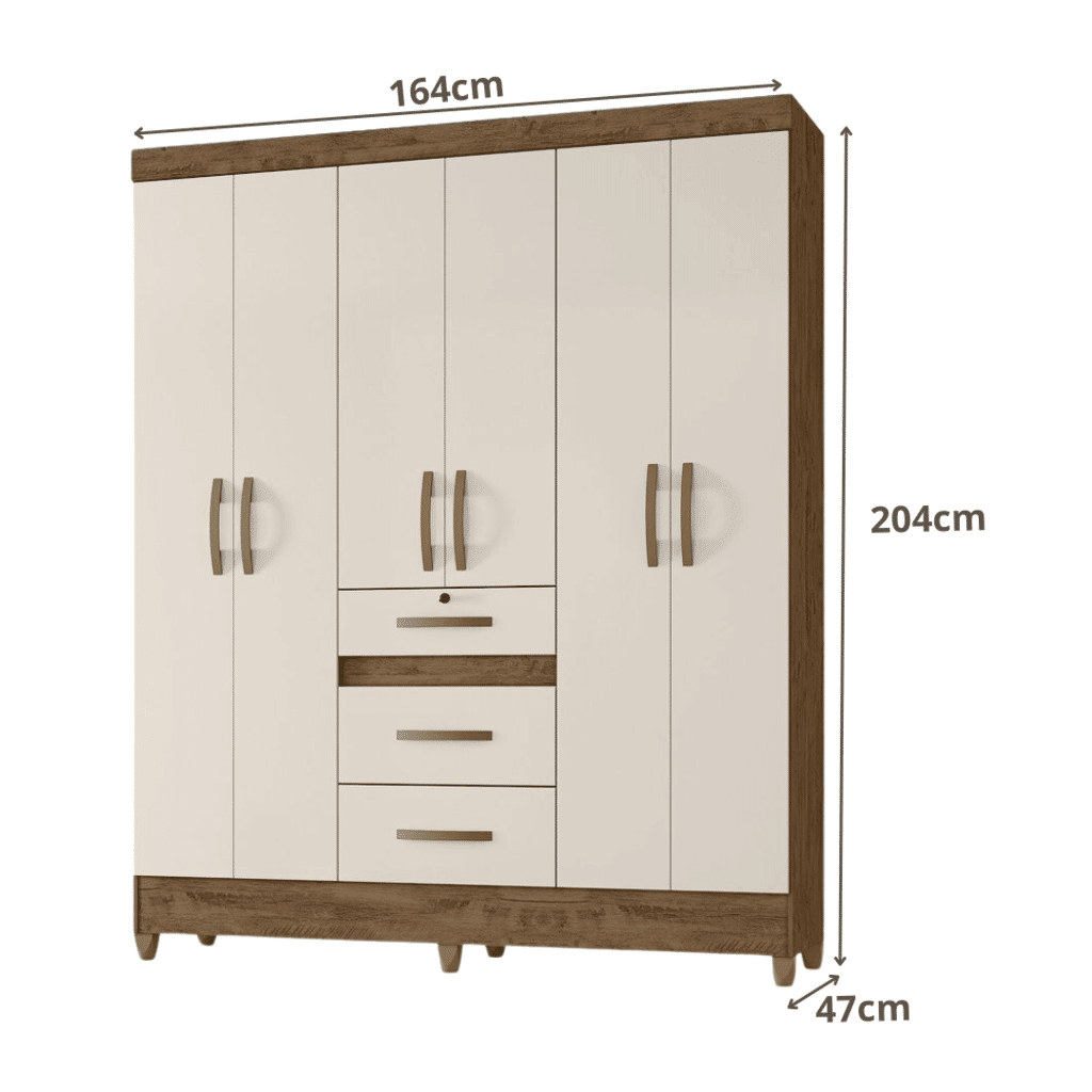 Guarda-Roupa Casal 6 Portas Itatiba Castanho/Off White Moval Guarda-Roupa Casal 6 Portas Itatiba Castanho/Off White Moval