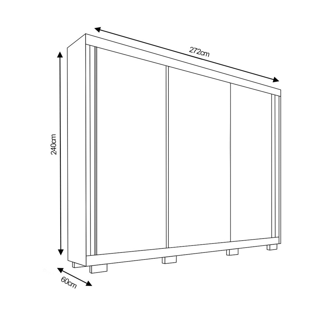 Guarda Roupa Casal Com Espelho 3 Portas de Correr em MDF Maximus Naturall - Bom Pastor  Guarda Roupa Casal Com Espelho 3 Portas de Correr em MDF Maximus Naturall - Bom Pastor