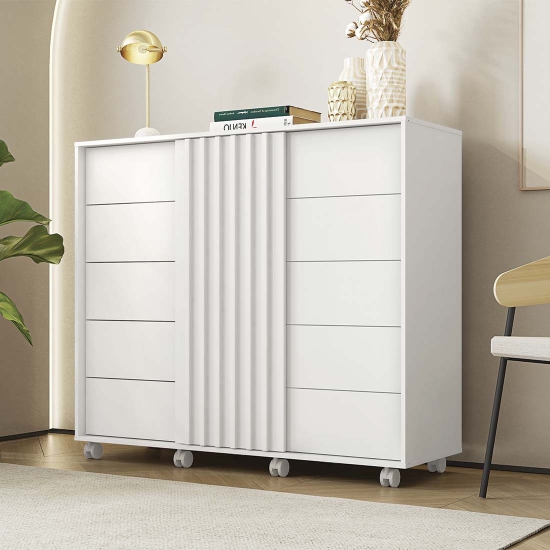 Cômoda Pegasus 2 Portas 5 Gavetas 136cm CAEMMUN - Branco