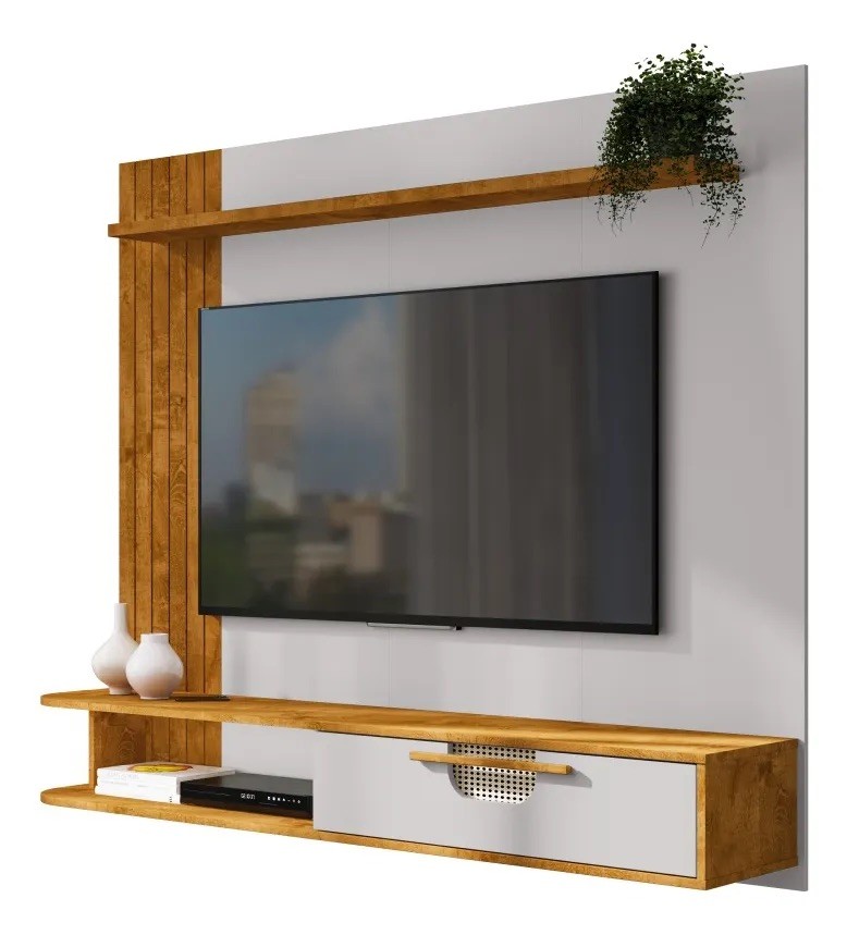 Painel para Tv até 65 Polegadas Jeri 1 Porta Naturalle/off White - Móveis Bechara