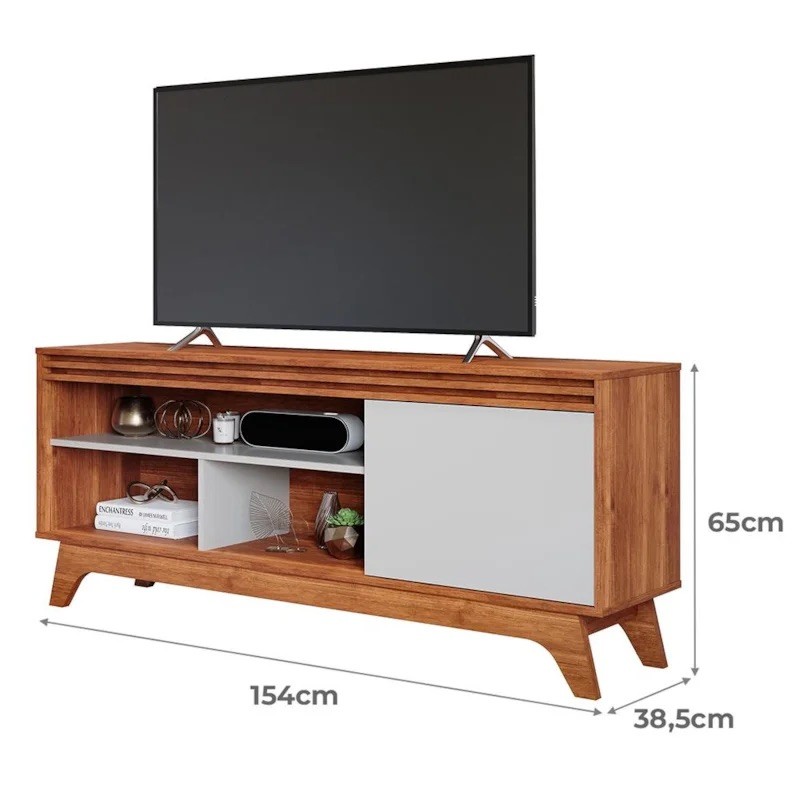 Rack Bancada Grécia 100% MDF 1 Porta Cinamomo Off White Permóbili Rack Bancada Grécia 100% MDF 1 Porta Cinamomo Off White Permóbili