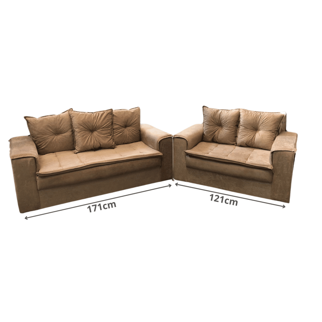 Conjunto de Sofá 3 e 2 Lugares Malu Estofados Delta - Castor  Conjunto de Sofá 3 e 2 Lugares Malu Estofados Delta - Castor