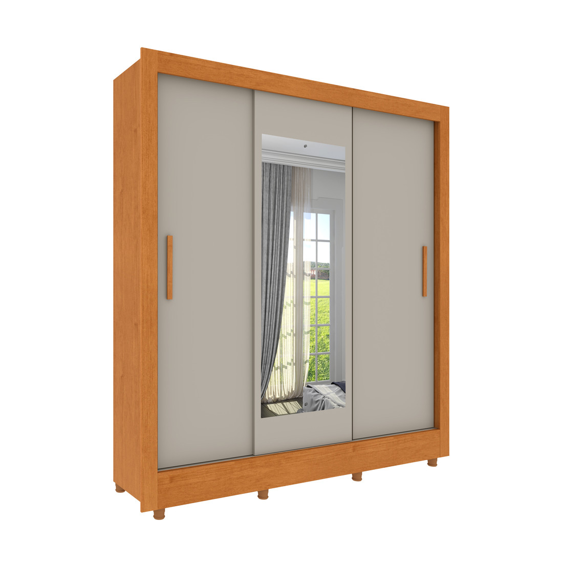 Guarda‑roupa Valencia 3 Portas de Correr com 4 Gavetas – Tcil Móveis – Cinamomo/Off White Guarda‑roupa Valencia 3 Portas de Correr com 4 Gavetas – Tcil Móveis – Cinamomo/Off White