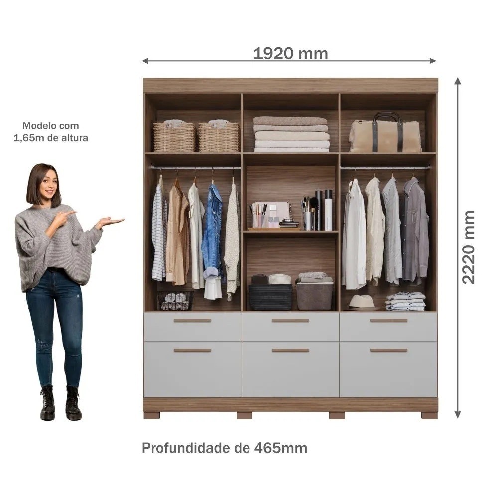 Guarda-Roupa Casal em MDF 6 Portas Panan Porto Avela/Perola Guarda-Roupa Casal em MDF 6 Portas Panan Porto Avela/Perola