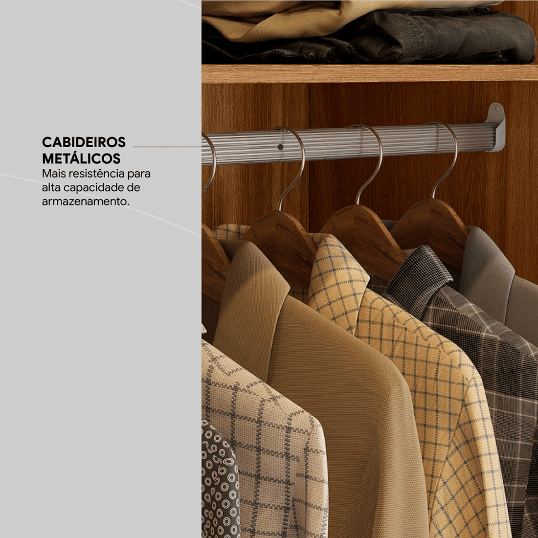 Guarda Roupa Casal 6 Portas Mauá, Amendoa/Grafito - Demóbile