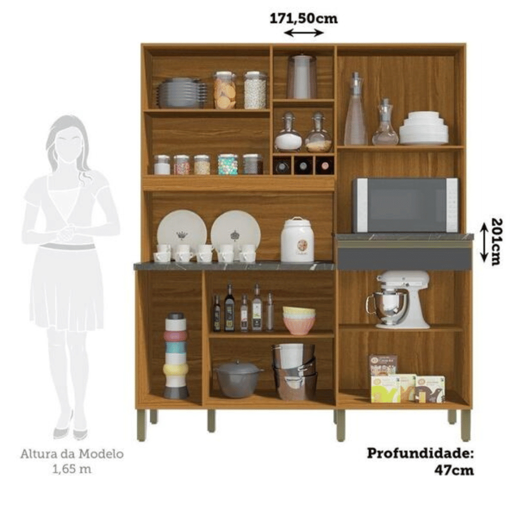 Armário de Cozinha Kit Em MDF 9 Portas 1 Gaveta Ronipa Merlot Perfil Amendoa/Chumbo Armário de Cozinha Kit Em MDF 9 Portas 1 Gaveta Ronipa Merlot Perfil Amendoa/Chumbo