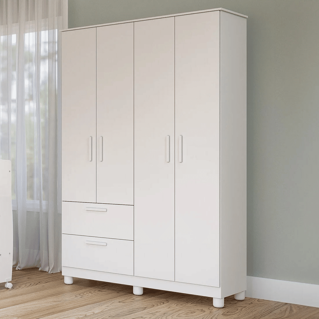 Guarda Roupa 4 Portas Infantil Jujuba 100% MDF Permóbili - Branco Guarda Roupa 4 Portas Infantil Jujuba 100% MDF Permóbili - Branco