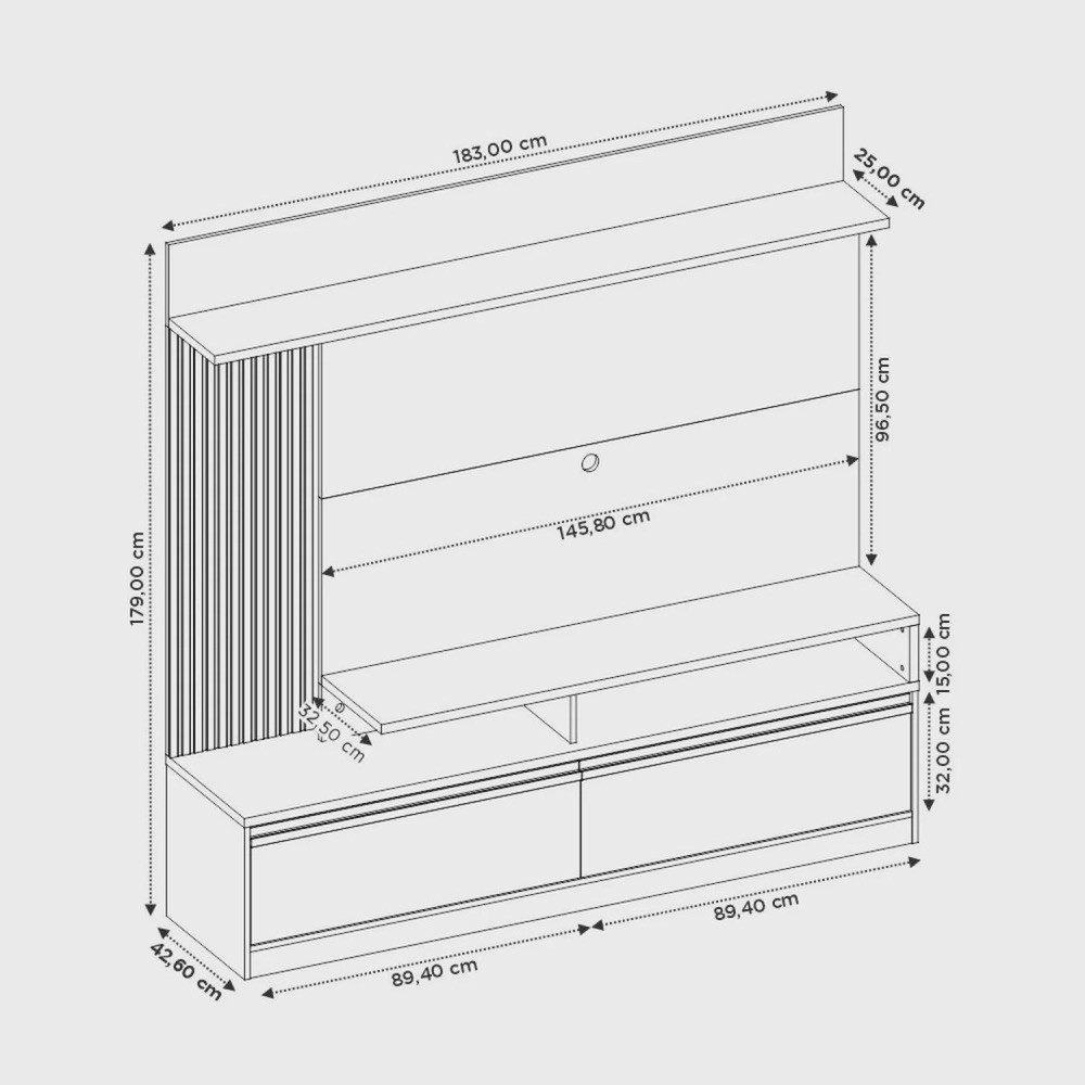 Estante Home para TV até 60 Polegadas com LED 2 Portas NT 1295 Notável Móveis Freijó/Off White Estante Home para TV até 60 Polegadas com LED 2 Portas NT 1295 Notável Móveis Freijó/Off White