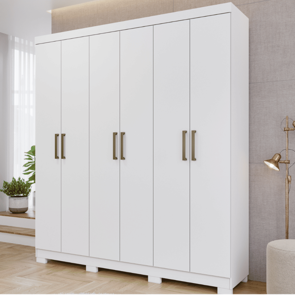 Guarda-Roupa Casal Em MDF 6 Portas Panan Milena Branco Guarda-Roupa Casal Em MDF 6 Portas Panan Milena Branco