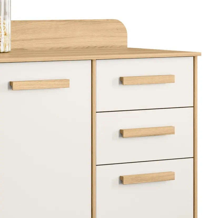 Balcão Nicioli Maria Flor 2 Portas e 3 Gavetas 120 cm Freijó/Off White Balcão Nicioli Maria Flor 2 Portas e 3 Gavetas 120 cm Freijó/Off White