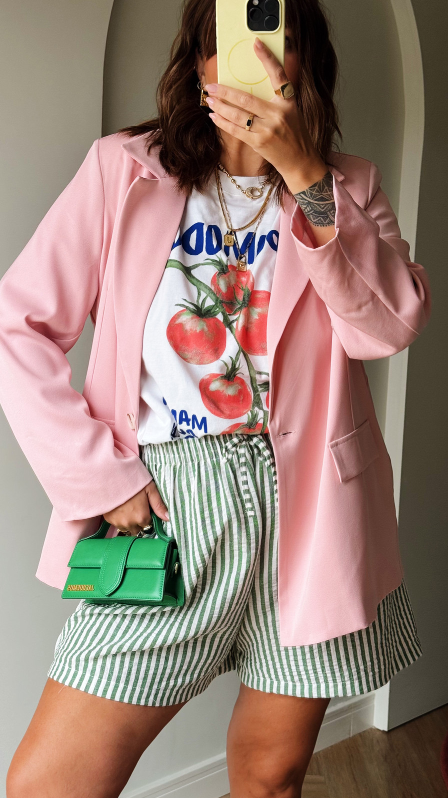 SHORTS ANA LISTRADO VERDE SHORTS ANA LISTRADO VERDE