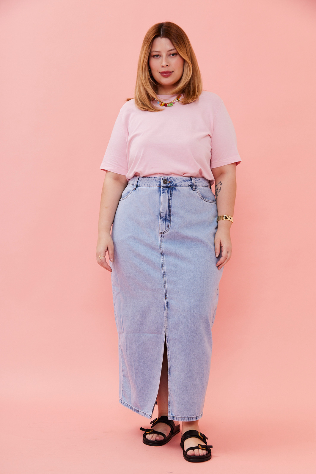 Saia Midi Jeans Eleonora JEANS CLARO