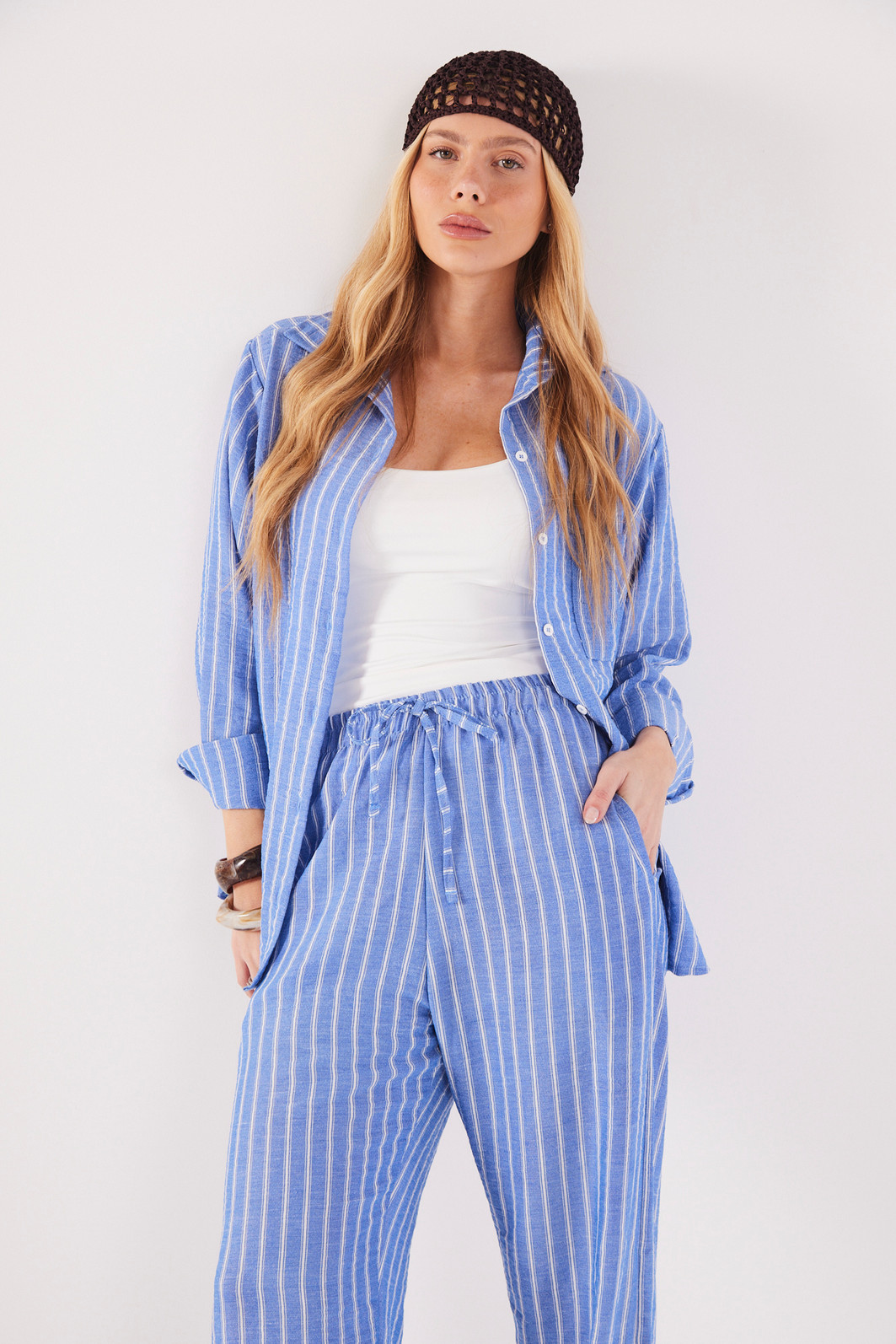 CAMISA VALENTINA LISTRADO AZUL