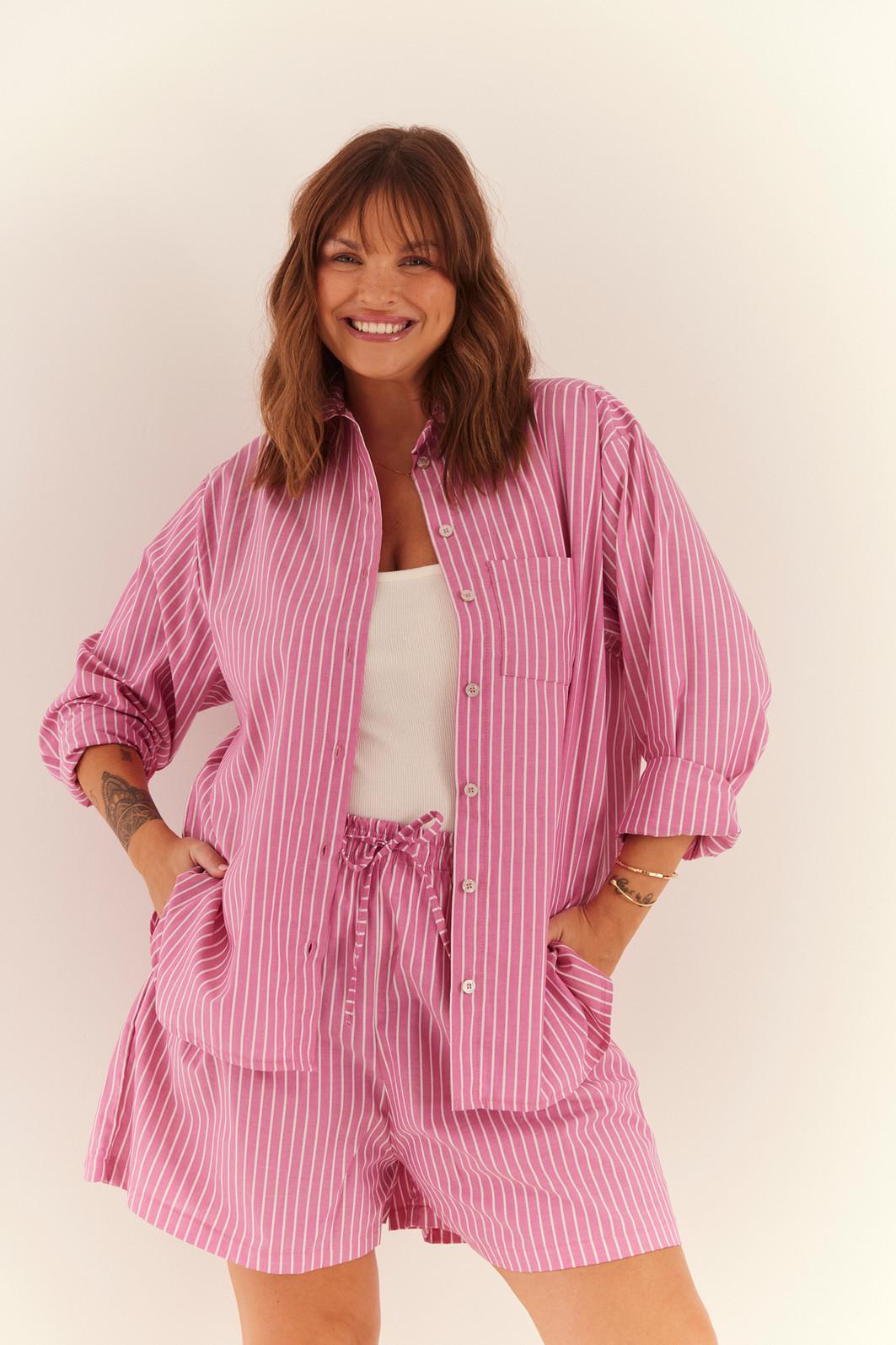 CAMISA JENNI LISTRADO ROSA CAMISA JENNI LISTRADO ROSA