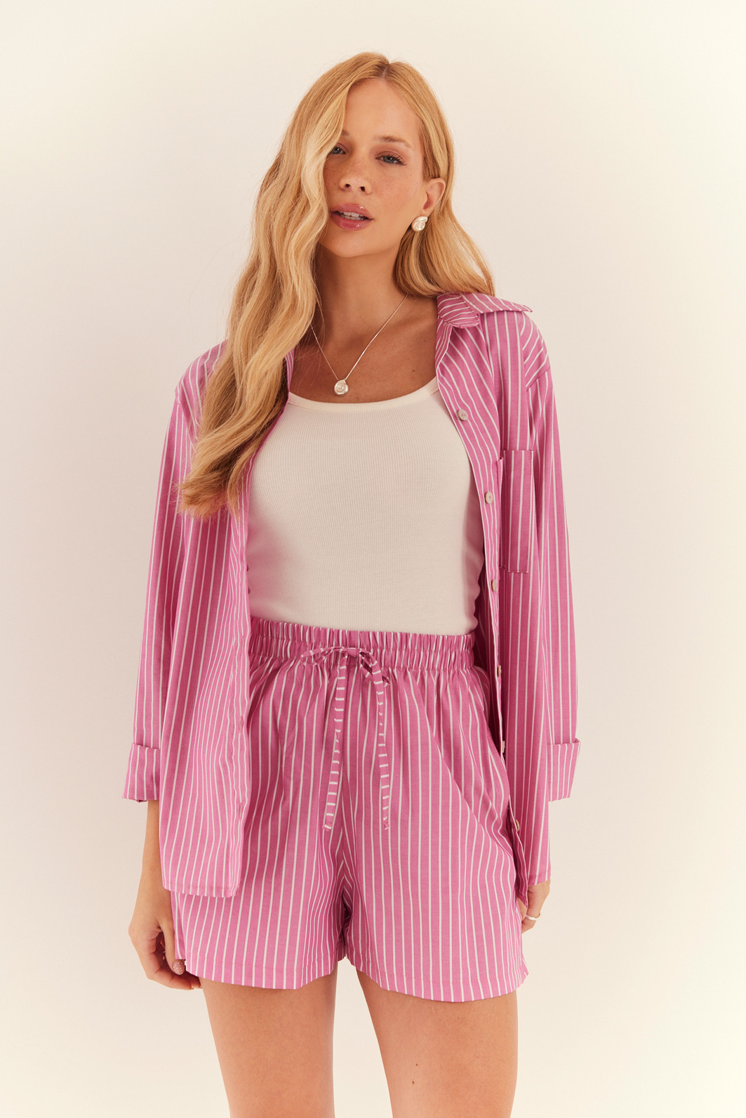 CAMISA JENNI LISTRADO ROSA CAMISA JENNI LISTRADO ROSA