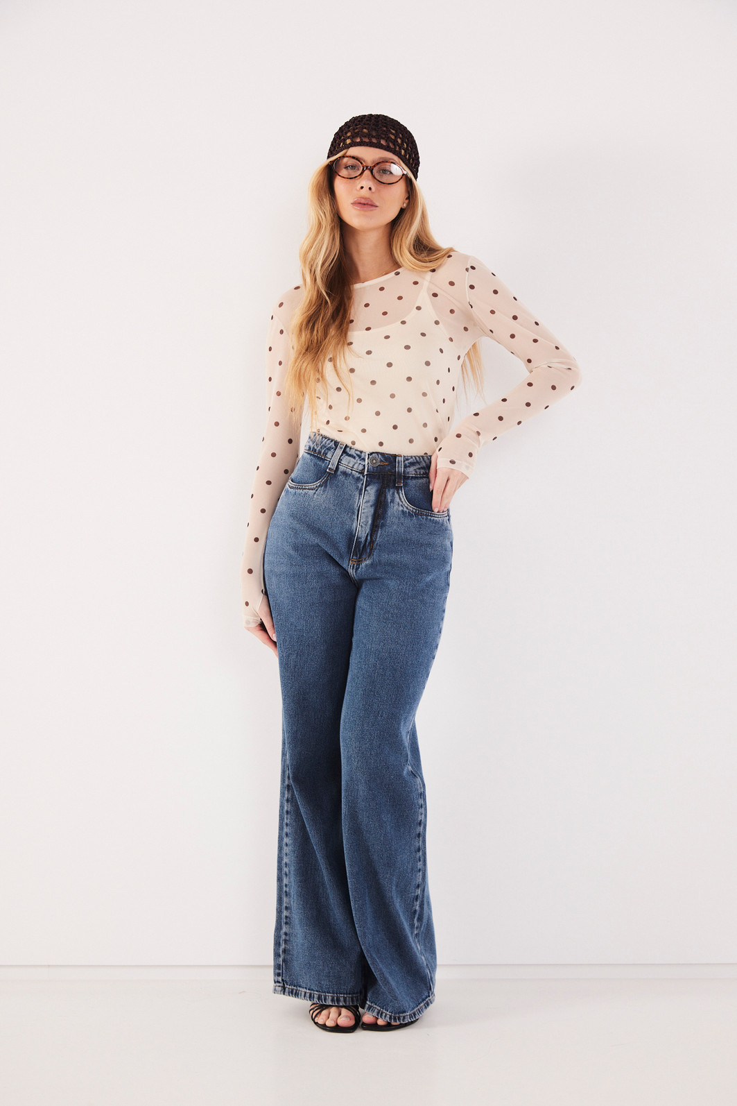 BLUSA DE TULE COM REGATA POA FUNDO OFF