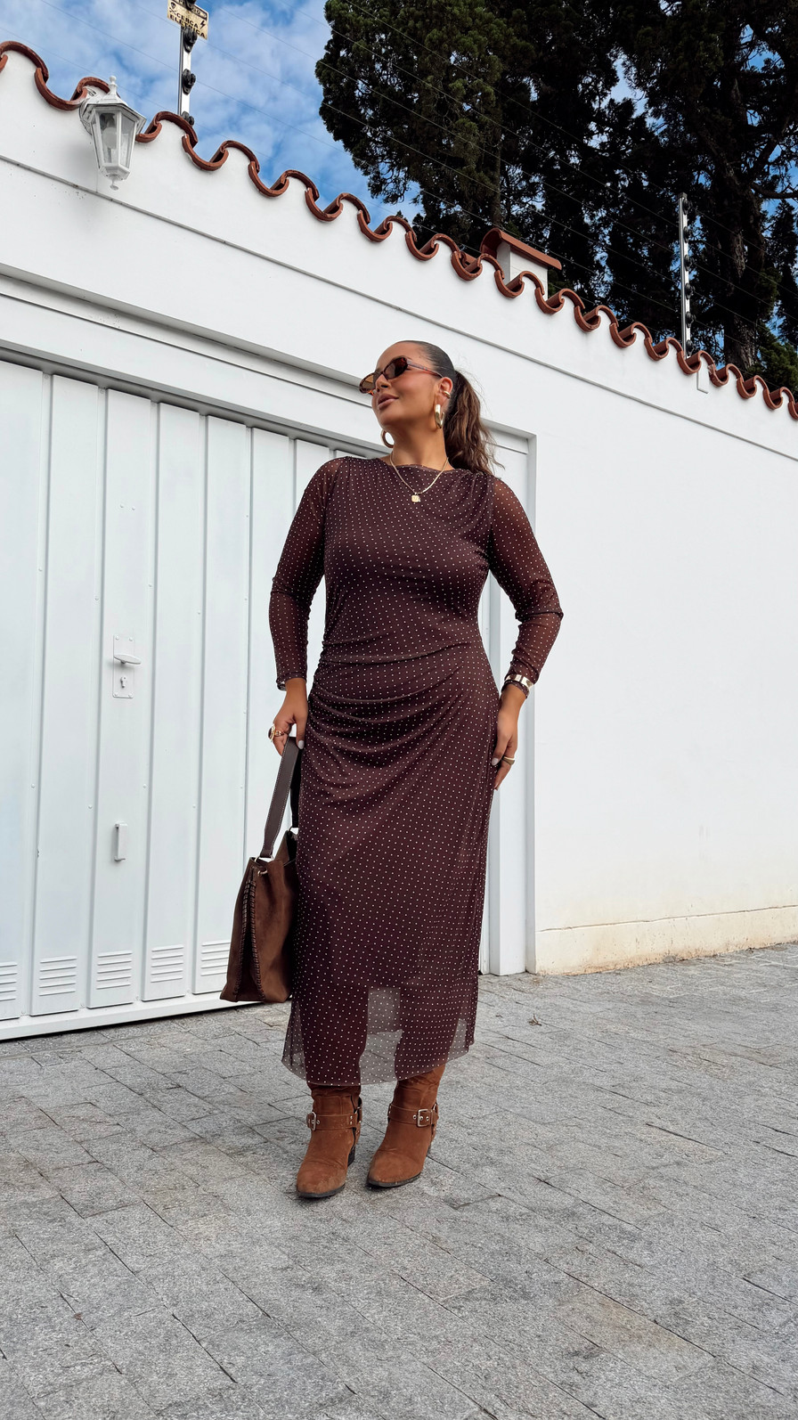 VESTIDO BEATRIZ POA MARROM VESTIDO BEATRIZ POA MARROM